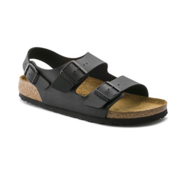 Birkenstock Shoes - Birki’s Black Leather Milano Sandals